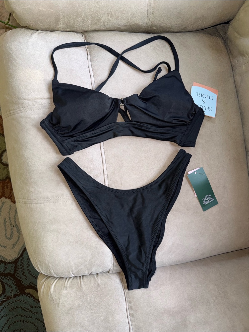 Shade & Shore Black Bikini Set - NWT Size Small
